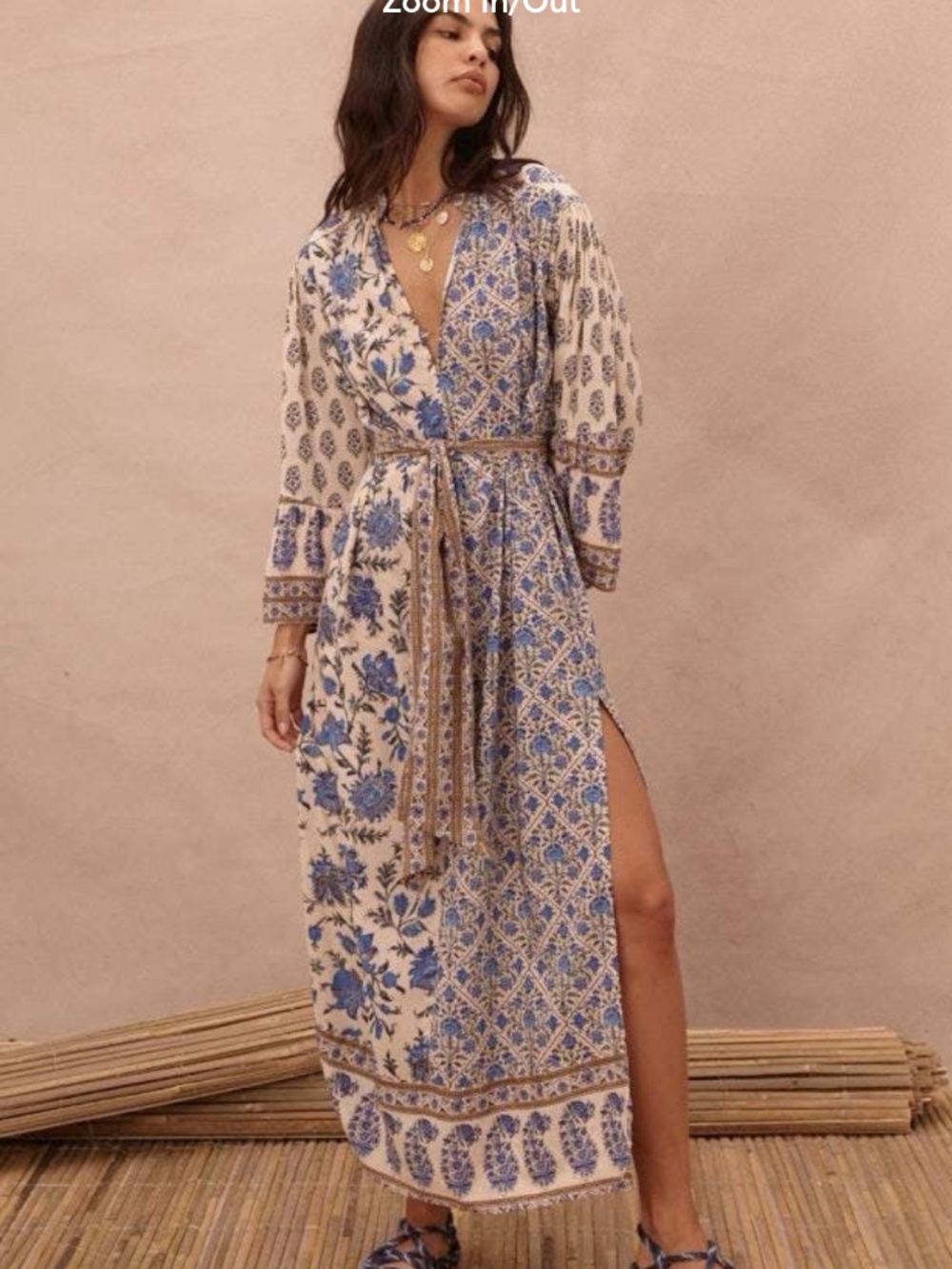 Boteh Maxi Dress Floral Print BLUE